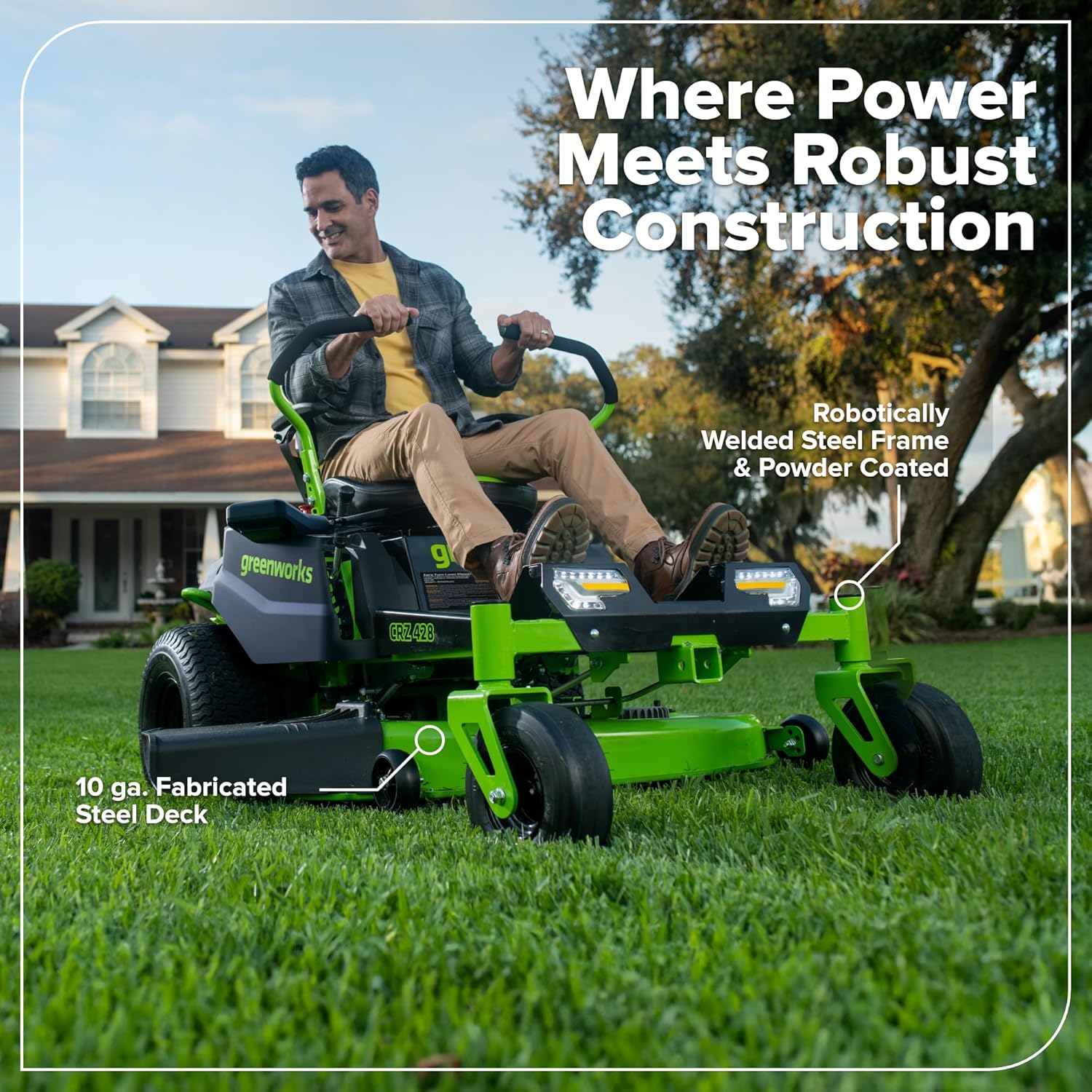 Greenworks 80V 42' CrossoverZ Zero Turn Riding Lawn Mower, (6) 6.0Ah Batteries and 600W Charger