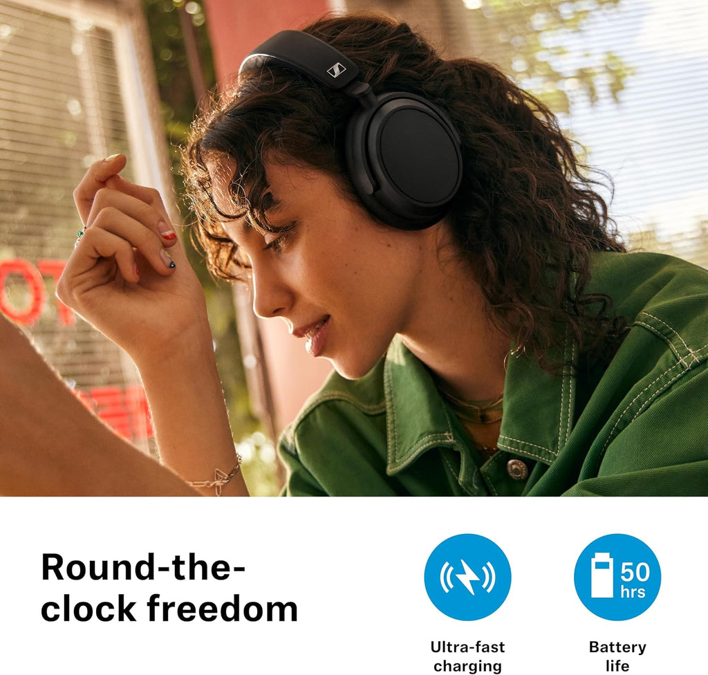 Sennheiser ACCENTUM Plus Wireless Bluetooth Headphones Noise Cancelling - Quick-Charge Feature, 50-Hr Battery Playtime, Adaptive Hybrid ANC, Bluetooth Over Ear Headphones for Traveling, School, White