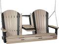 LuxCraft 5' Adirondack Hanging Front Porch Swing with Flip Down Console, Seats Up to 3, Outdoor Patio Swing Bench for Outside (Weatherwood & Black)
