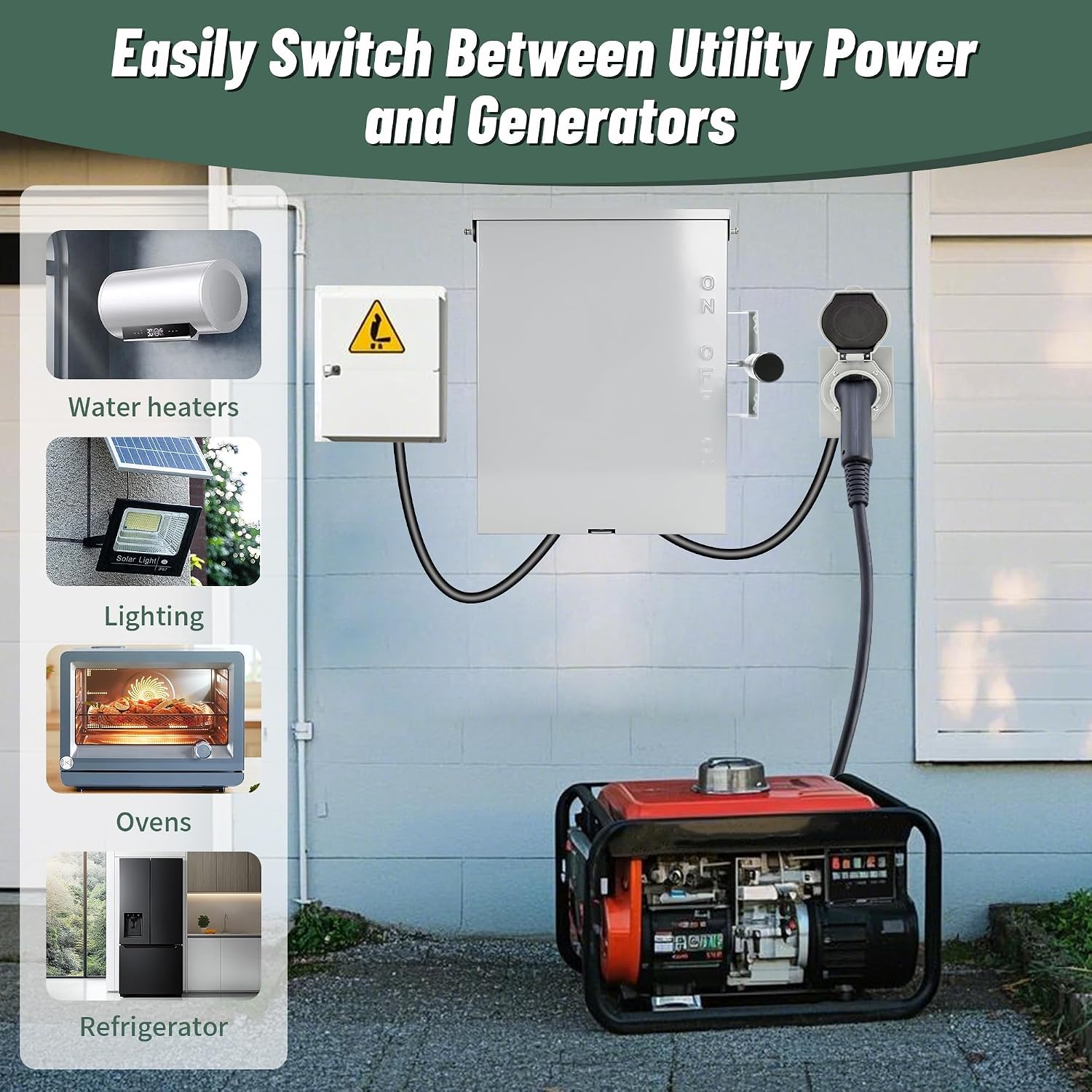 200-Amp Generator Transfer Switch, 3 Pole 120/240V Manual Transfer Switch for Home Generator, 48,000 W Heavy Duty Double-Throw Power for Outdoor＆Indoor, Meeting NEMA 3R Standards