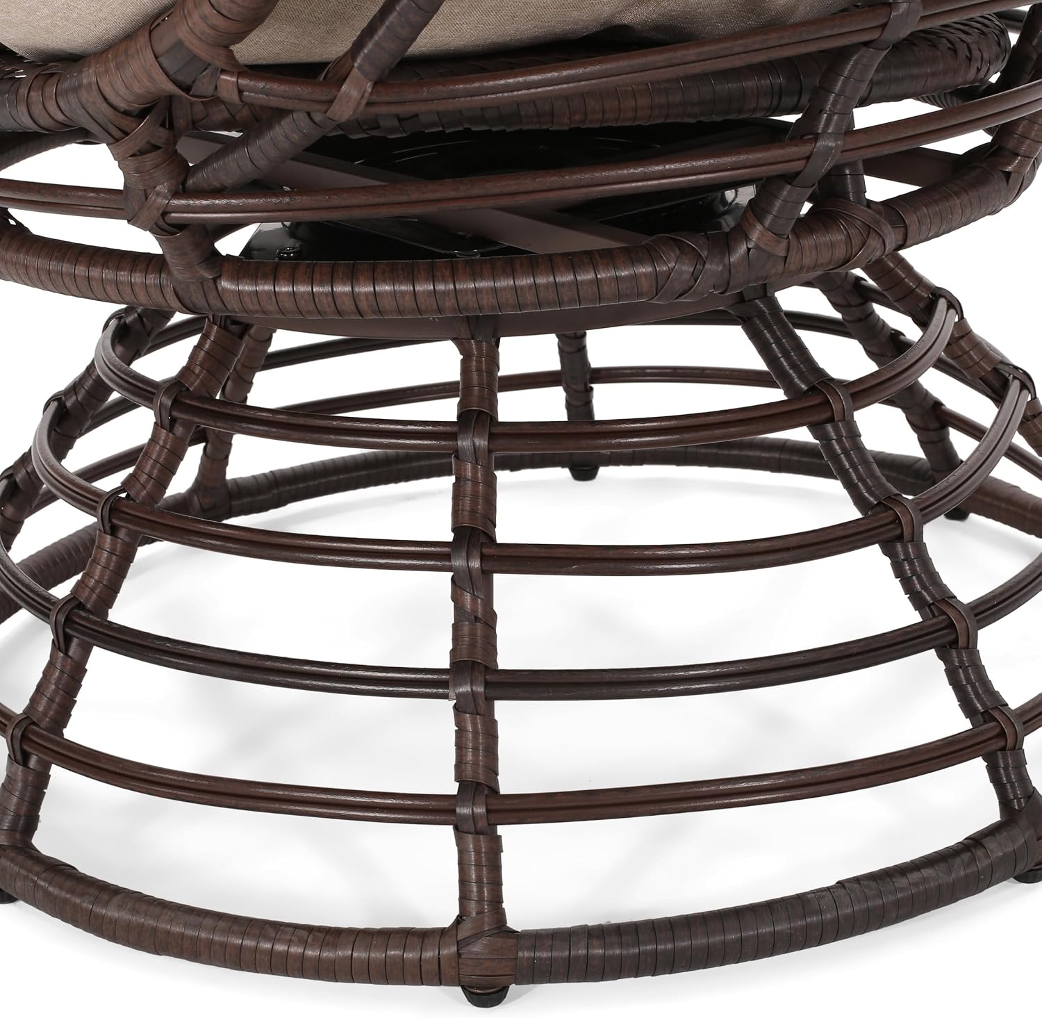 Wicker Egg Chair, Wicker Lounge Chair with Water Resistant Cushion, Indoor Outdoor Lounger for Patio, Backyard, Living Room (Dark Brown)