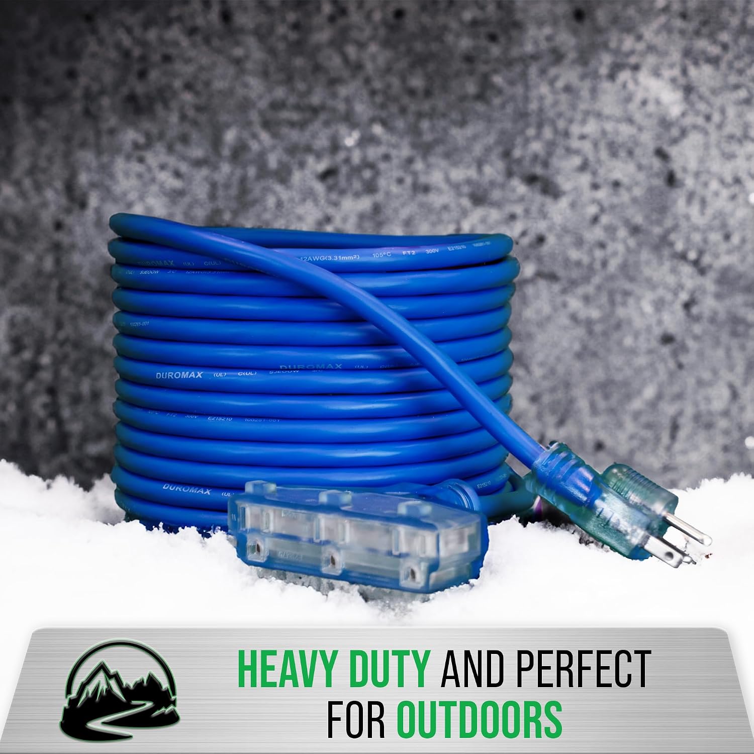 DuroMax XPX12100C Heavy Duty SJEOOW 100-Foot 12 Gauge Blue Triple Tap Lighted Extension Power Cord