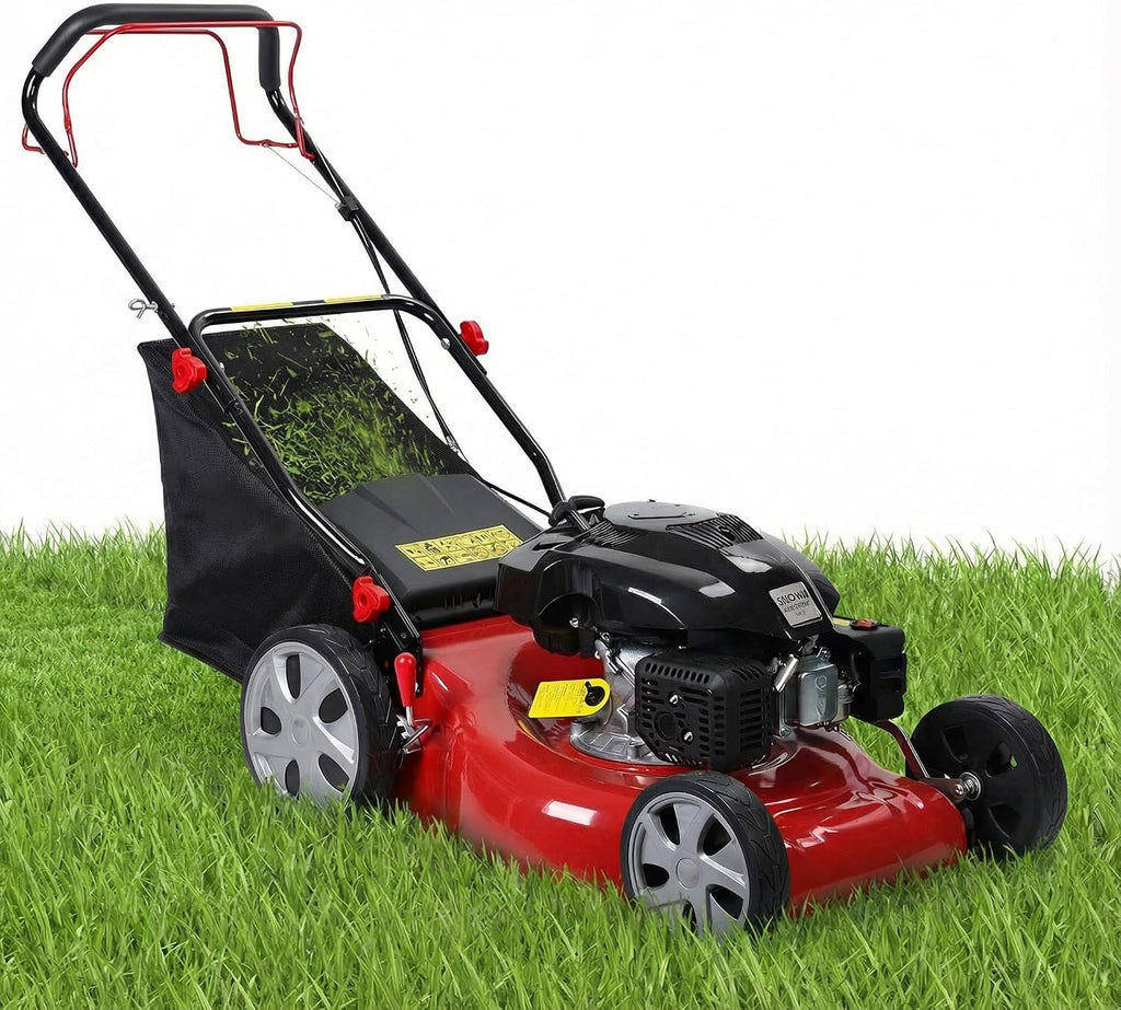 Lawn Mower Gas Powered, Gas Mower with 50l Grass Bag Big Wheels, 141cc 3-in-1 Cordless Gas Engine Mowers with 20' Blade, Self Propelled Walk-Behind Push Mower for Hills 2850RPM (Upgraded 01)