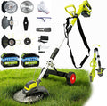 3-in-1 Cordless Weed Wacker with Wheels, 12-Inch Weed Eater Battery Powered Brush Cutter, 2x4.0Ah Batteries, LCD Display, Grass Trimmer Stringless Weed Trimmer Lawn Mower Edger