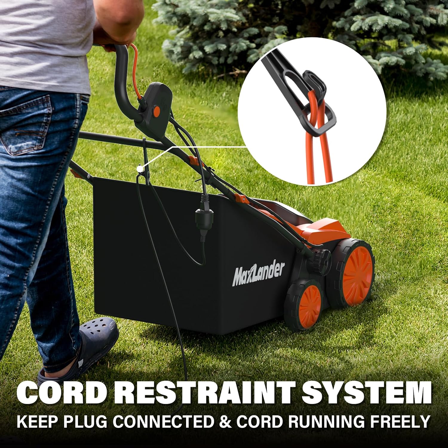 MAXLANDER 2-in-1 Electric Dethatcher and Scarifier, 15 Inch 13 Amp Corded Lawn Dethatcher with 5-Position Depth Adjustment, 45L Removable Collection Bag, Walk Behind Machine for Garden Yard Grass