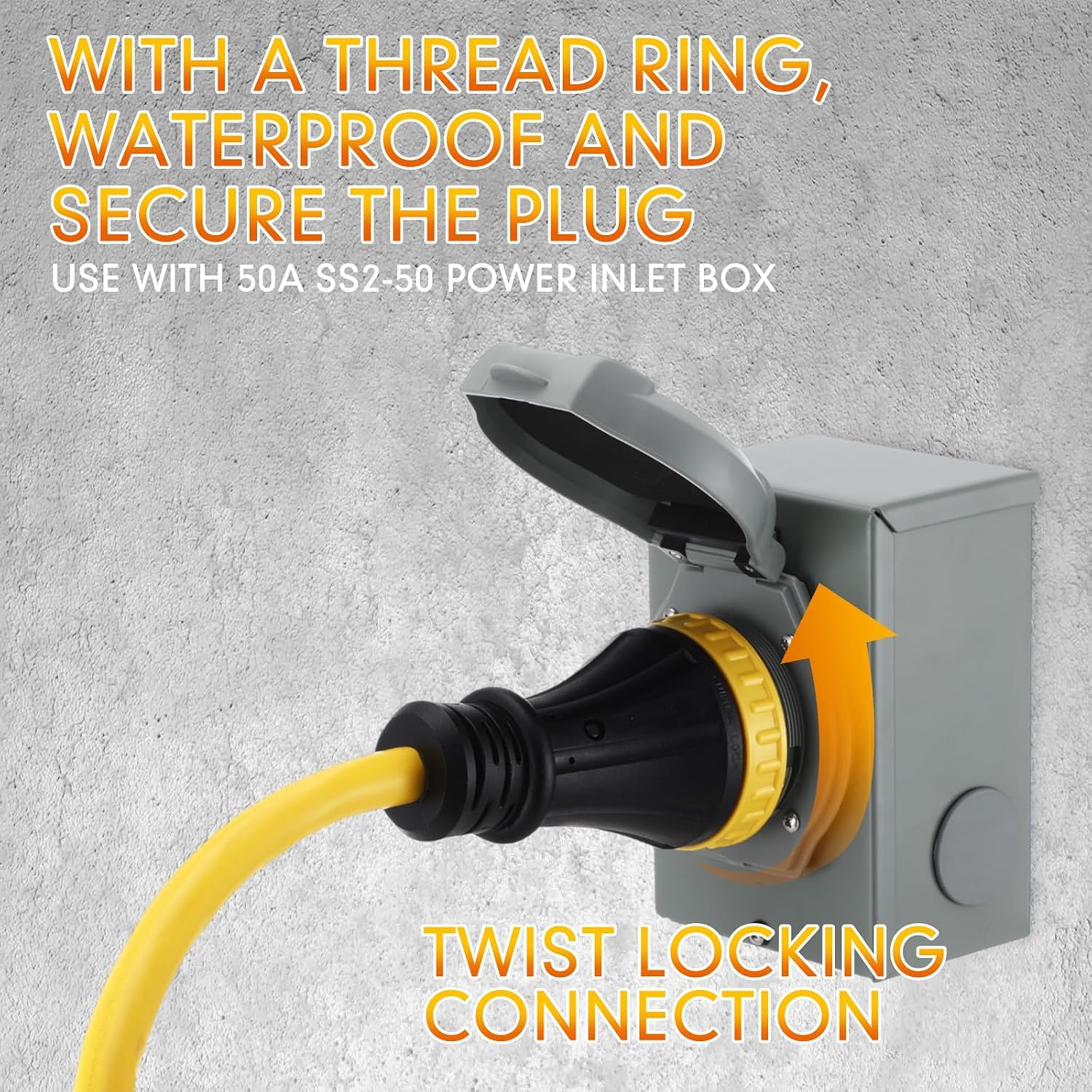 Tellegloww 25FT NEMA L14-30P to SS2-50R RV Marine Power Generator Adapter Cord, 30A 4 Prong Locking Generator L14-30P Male to 50A Marine Shore Power SS2-50R Female with Locking Ring 125V/250V