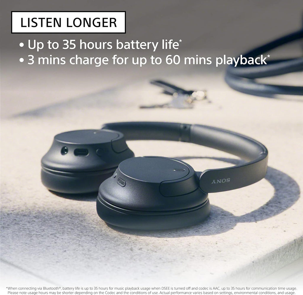 Sony WH-CH720N-BLACK Noise Canceling Headphones with Quick Charge with an Additional 1 Year Coverage (2023)