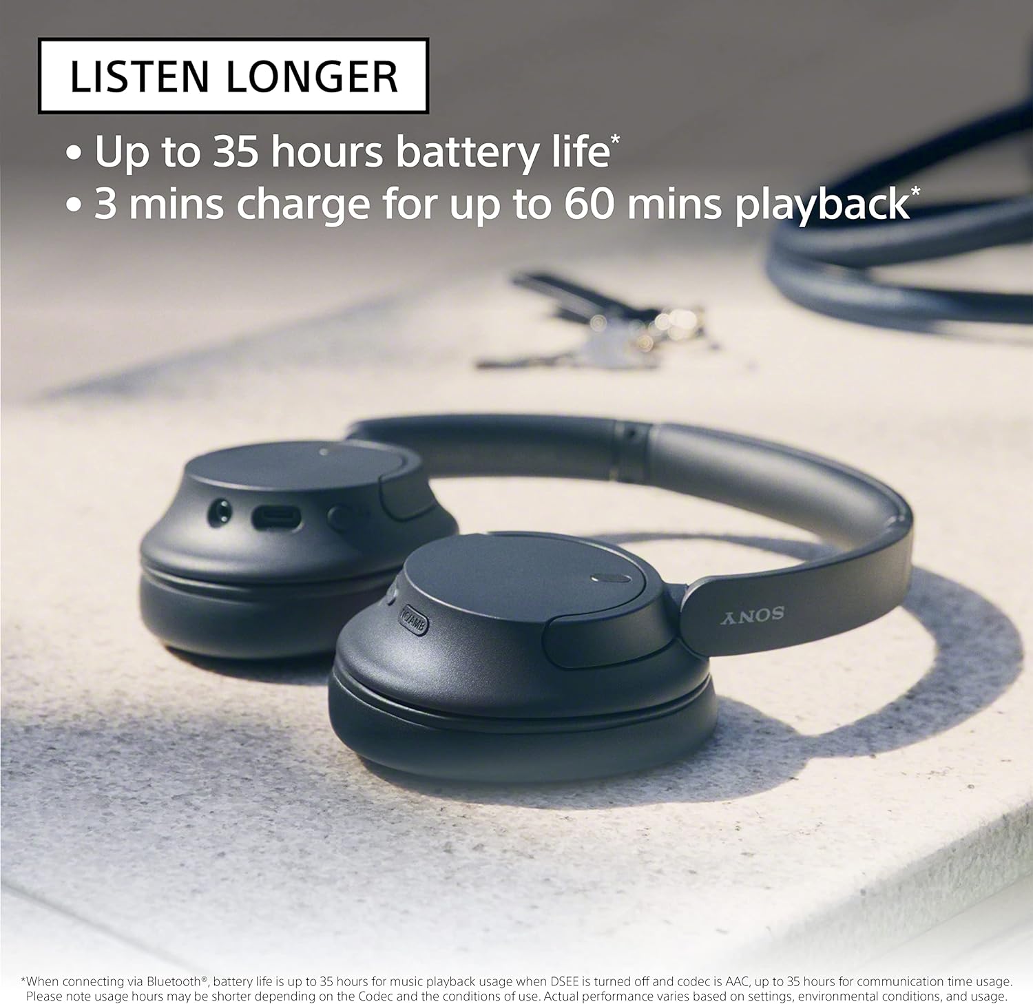 Sony WH-CH720N-BLACK Noise Canceling Headphones with Quick Charge with an Additional 1 Year Coverage (2023)