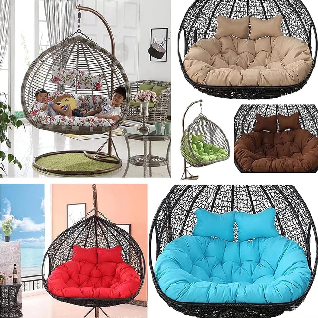 2 Person Egg Chair Cushion Replacement, Double Hanging Rattan Chair Cushion, Hanging Rocking Chair with 2 Adjustable Headrests, Hanging Mattress for Patio Garden Furniture(G)