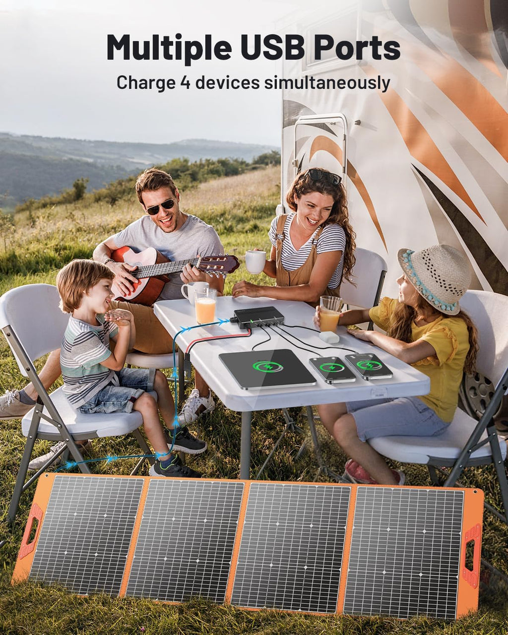 SOLUPUP 200 Watt Portable Solar Panel for Power Station, 24% High Efficiency Foldable Solar Charger with MC4 & USB Outputs, IP66 Waterproof Solar Panels with 4 Kickstands for Trip RV Camping Off Grid