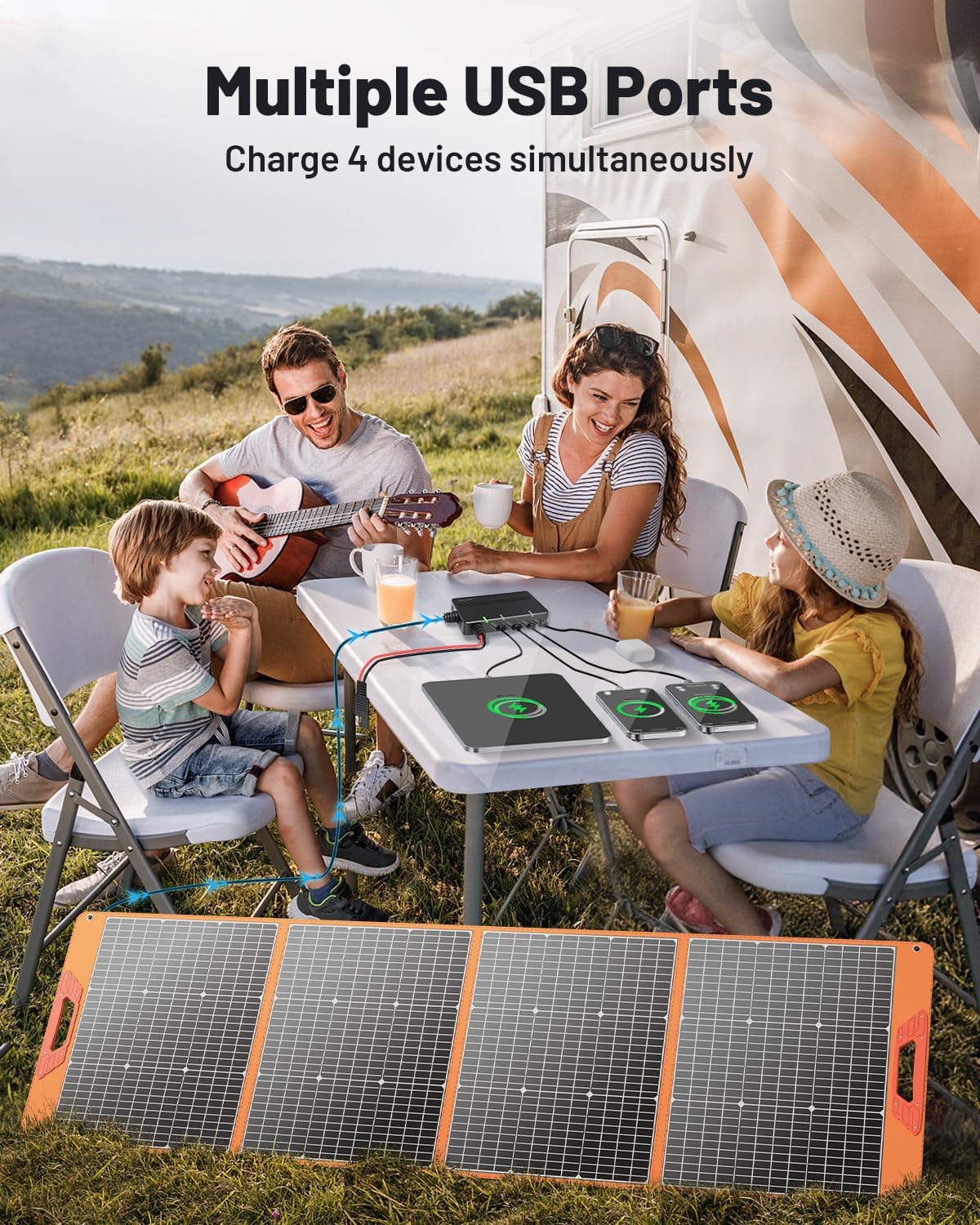 SOLUPUP 200 Watt Portable Solar Panel for Power Station, 24% High Efficiency Foldable Solar Charger with MC4 & USB Outputs, IP66 Waterproof Solar Panels with 4 Kickstands for Trip RV Camping Off Grid