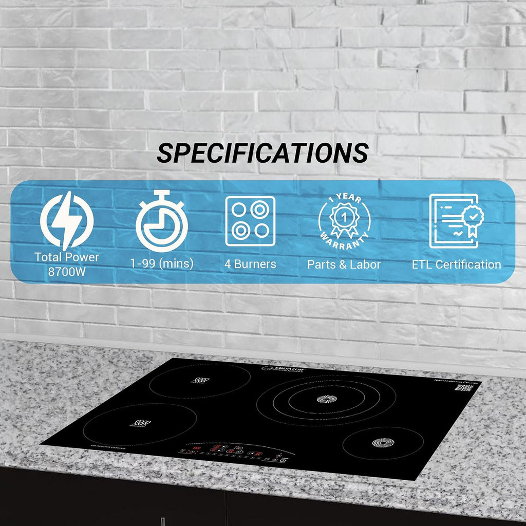 Equator 30-inch Electric Hybrid Cooktop with 2 Induction & 2 Ceramic Burners Dual Cooking Modes for Flexible, Fast, and Efficient Cooking Sleek Built-in Design