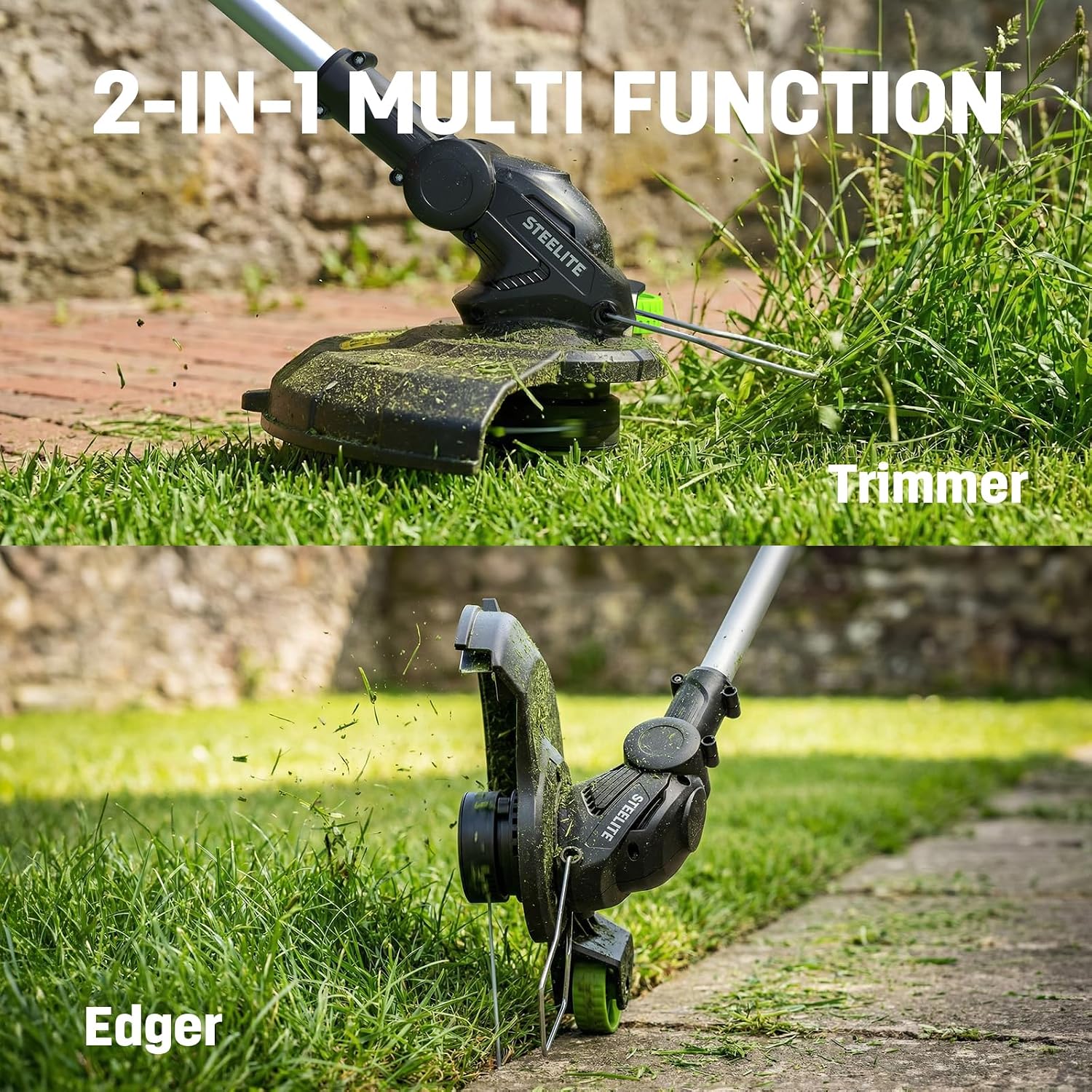 STEELITE 40V (2 x 20V) 17-Inch Electric Lawn Mower & 12-Inch Cordless String Trimmer Combo Kit, Includes 2 x 4.0Ah Batteries and Dual Chargers