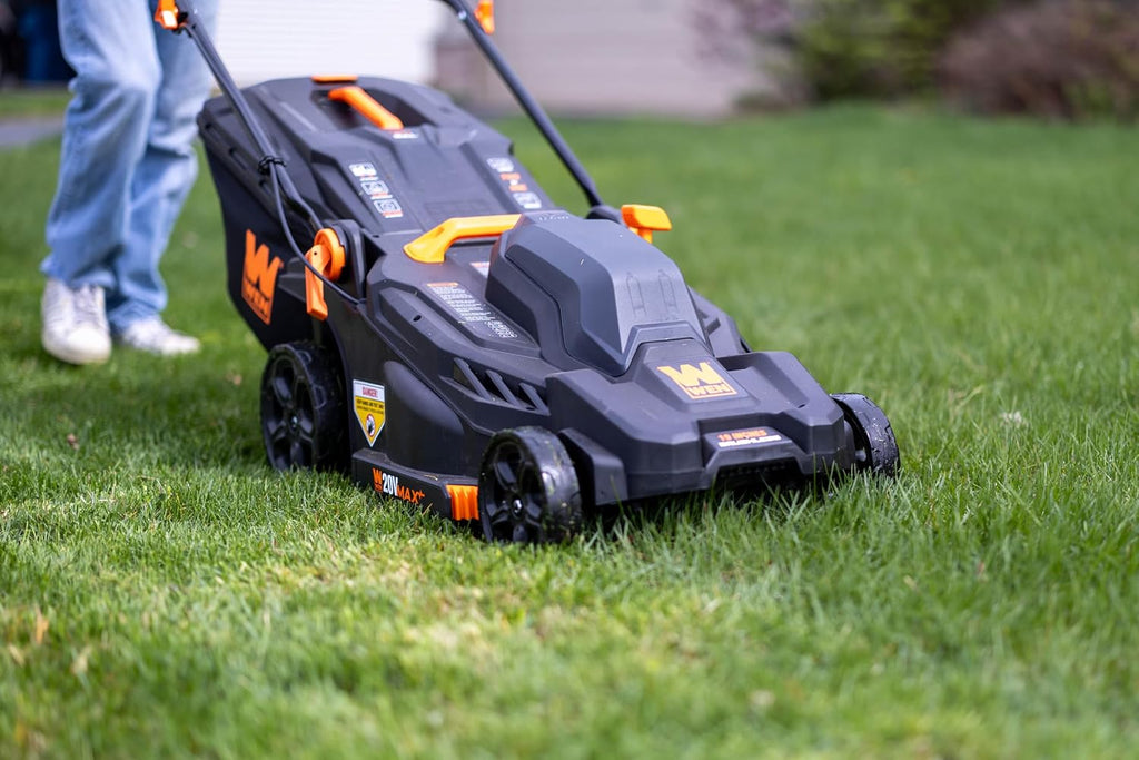 WEN 20V Max Cordless 19-Inch Lawn Mower, String Trimmer, and Leaf Blower Combo Kit with Two 5Ah Batteries and Dual Port Charger (20VK3TBM)