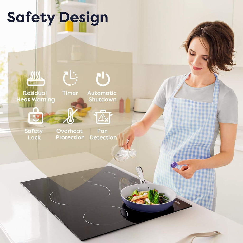 CIARRA 30 inch Induction Cooktop 4 Burners, 8200W Built-in Induction Stovetop with Booster, Timer & Safety Lock