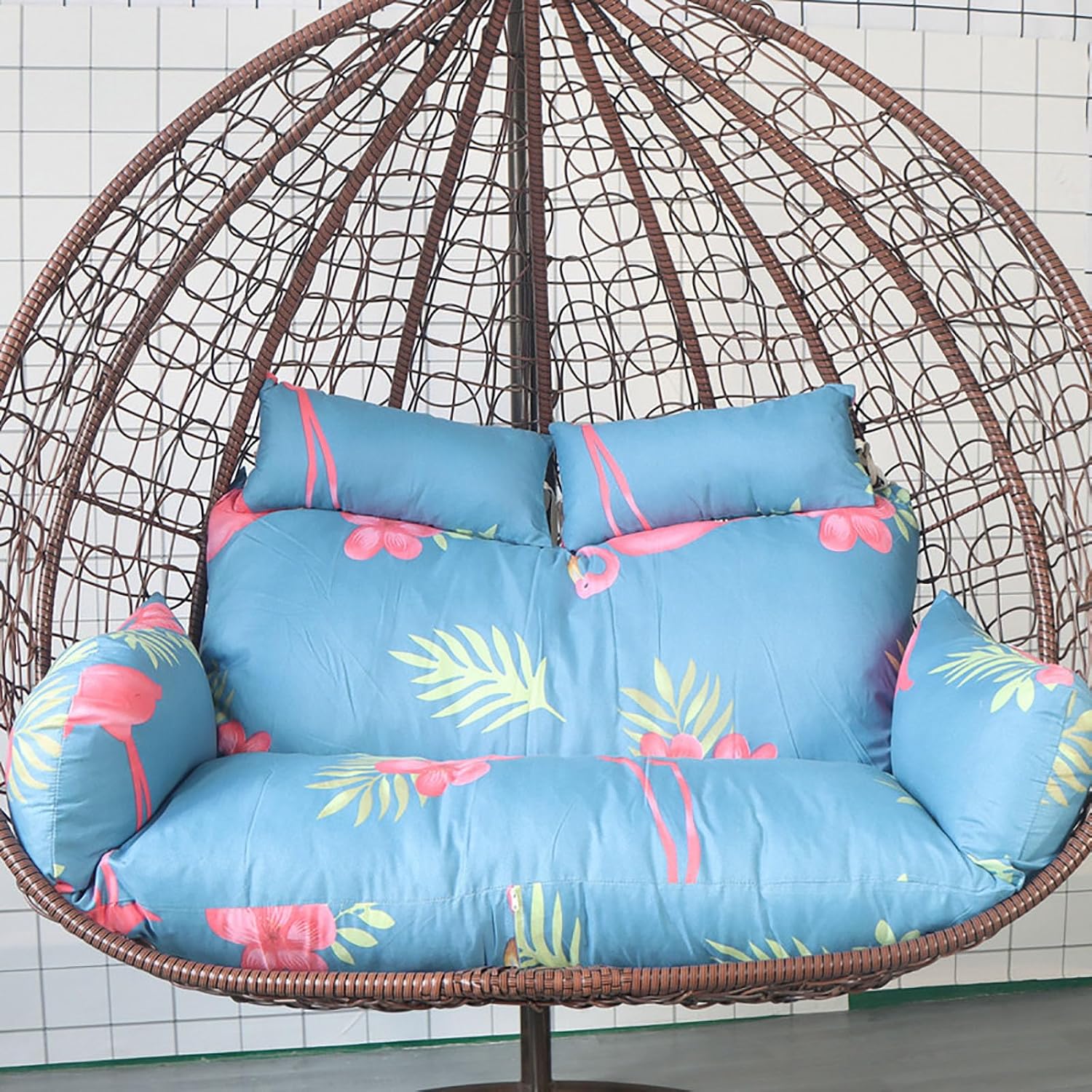 GARCAN Hammock Swing Chair Cushion, Replacement Pad, Double Egg Chair Cushion Luxury Outdoor Patio Wicker Loveseat Hanging Egg Chairs Cushion for 2 Persons Patio Backyard Balcony,I