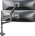VIVO Pneumatic Arm Dual Ultrawide Monitor Extra Tall Desk Mount for Up to 49 inch Screens, Heavy Duty Clamp, Holds 2 Ultra Wides Up to 44 lbs, Black, STAND-V120K