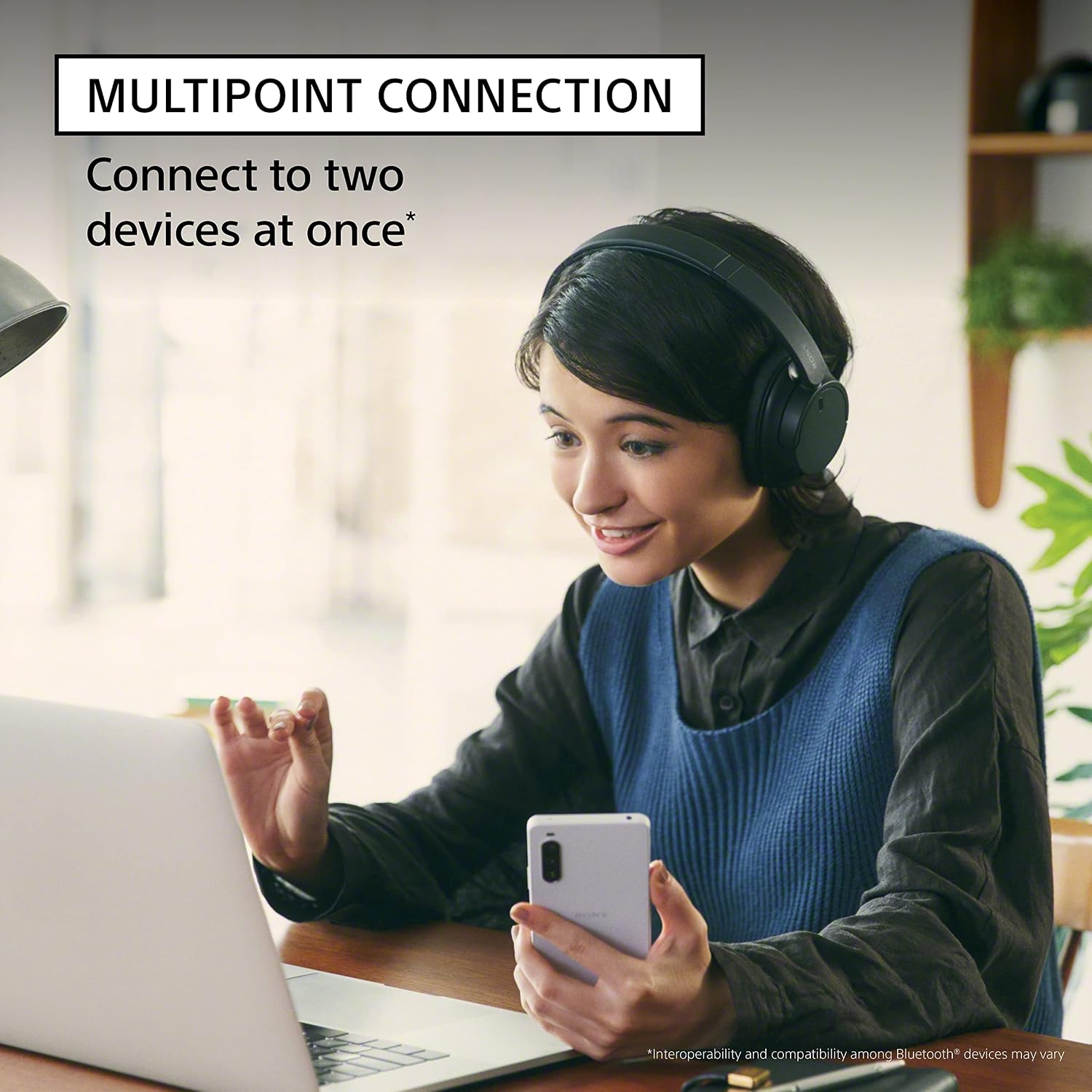 Sony WH-CH720N-BLACK Noise Canceling Headphones with Quick Charge with an Additional 1 Year Coverage (2023)