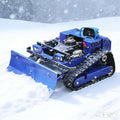 Remote Control Lawn Mower with Snow Plow, Crawler Track All-Terrain Machine, Oil-Electric Hybrid Power for Extreme Slopes and Large Turf, Adjustable Cutting Height