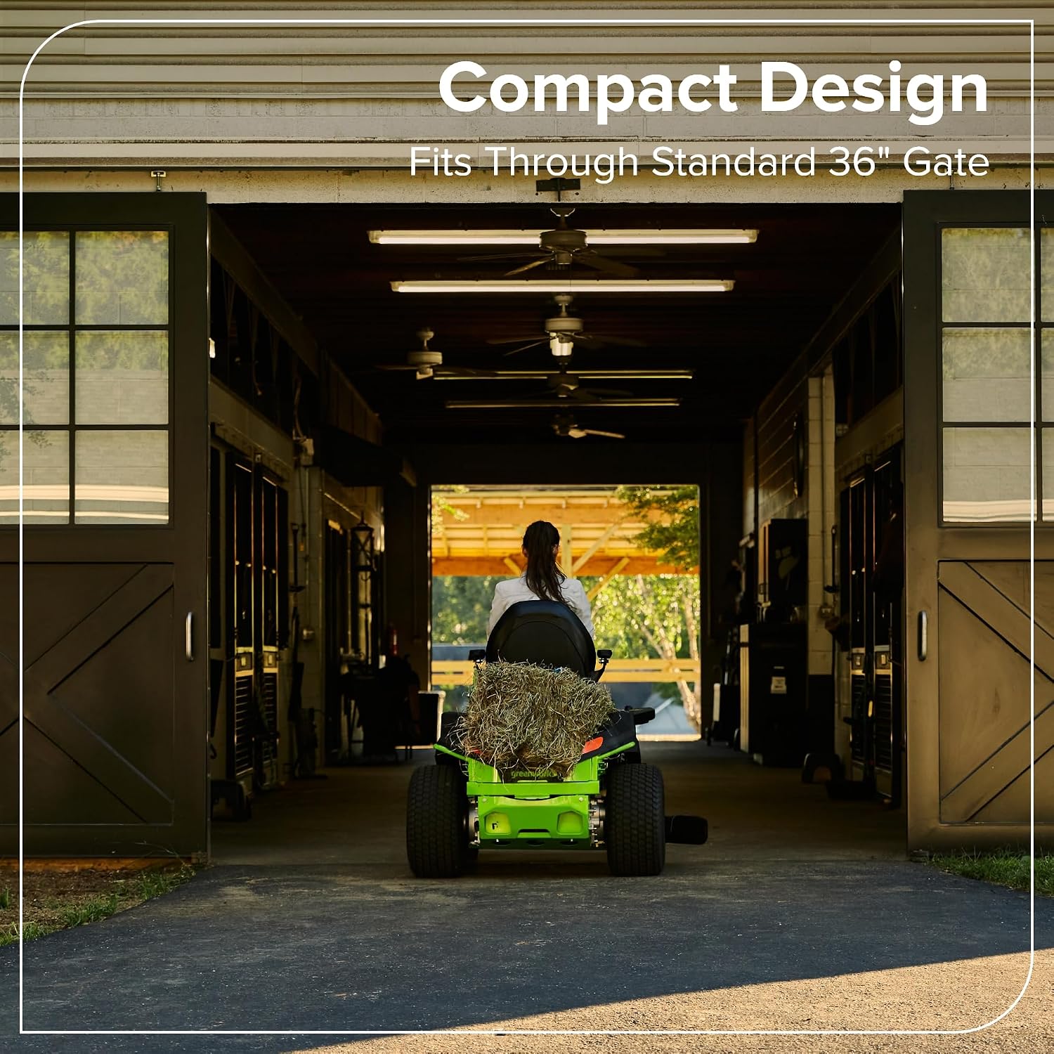 Greenworks 60V 42' CrossoverT Cordless Riding Lawn Tractor, (4) 8.0Ah Batteries and (600W) Plug in Charger