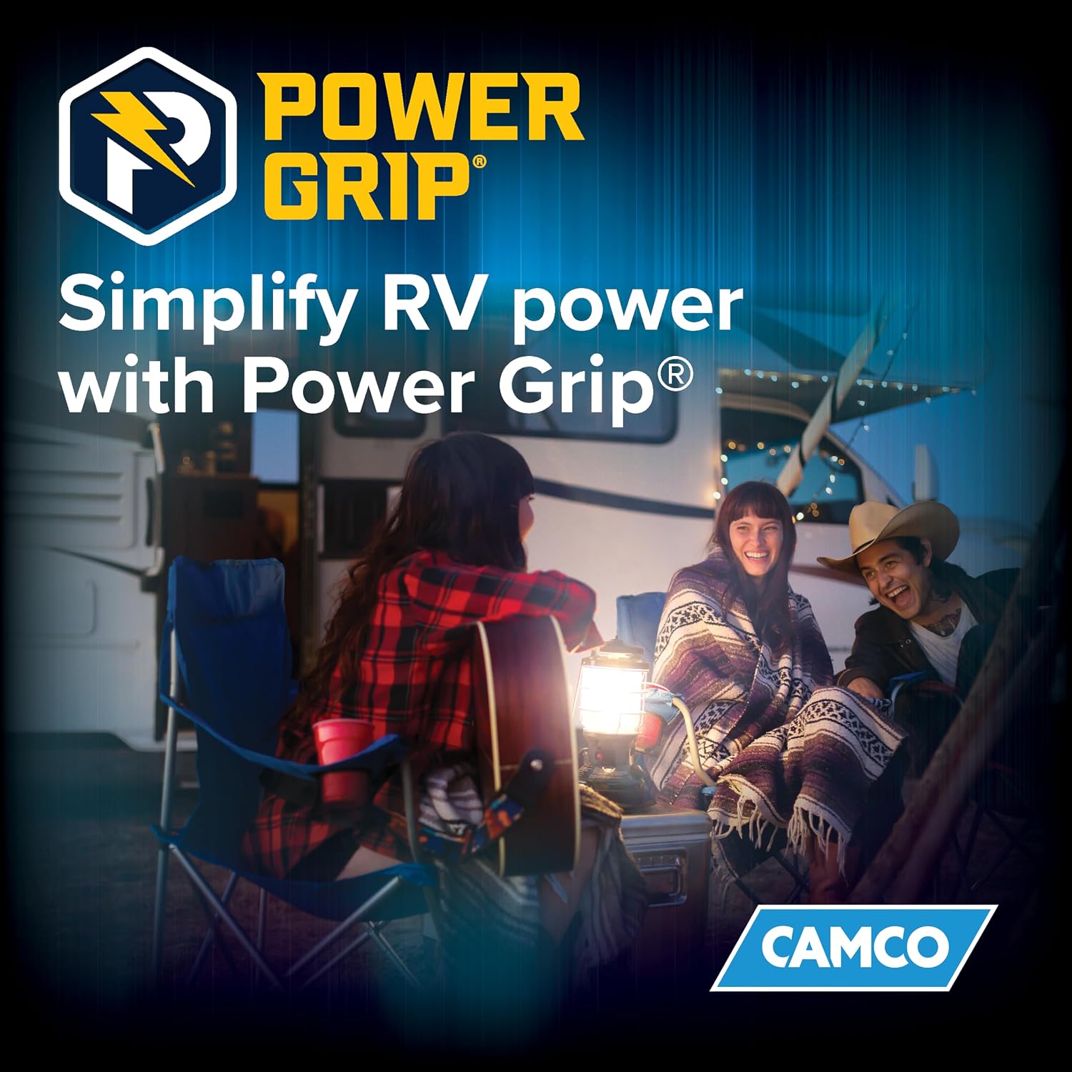 Camco Power Grip 30-Ft 50-Amp Camper/RV Extension Cord - Features Copper 6/3 + 8/1-Gauge Wires for Superior Conductivity - Rated for 125/250 V/12,500 W - Coated w/Heat-Resilient PVC (55195)