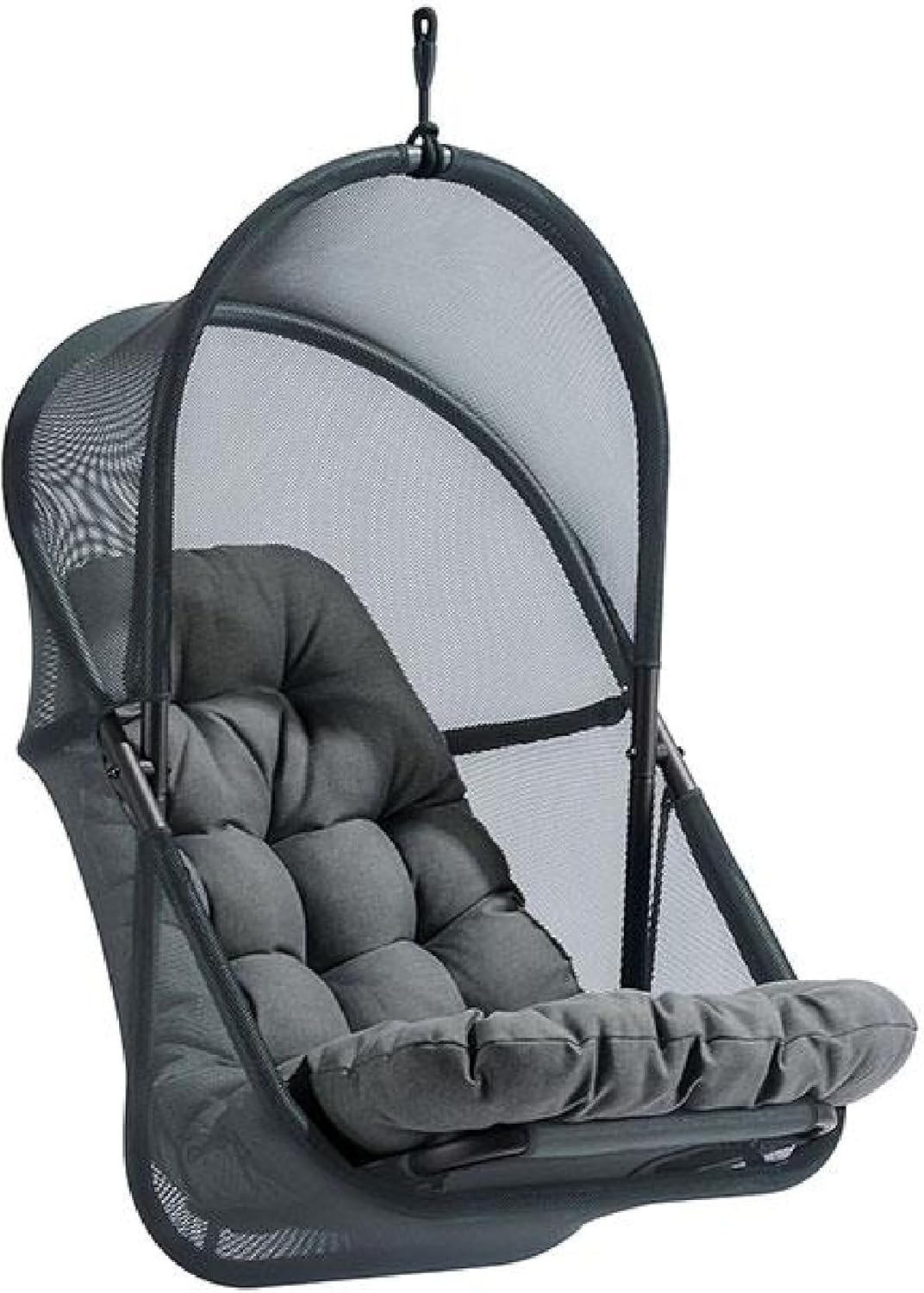 Bery Patio Hanging Swing Chair-Cushioned Dark Gray Mesh
