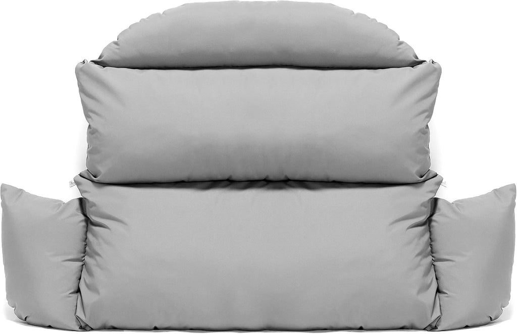 LeisureMod 2 Person Hanging Egg Chair Cushion - Light Grey, Quick-Drying, Weather-Resistant, Soft Cotton Filling, Machine Washable