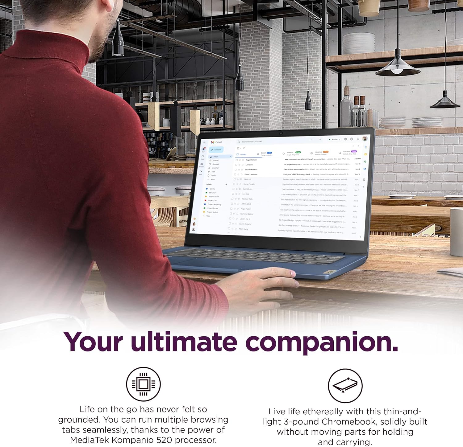 Lenovo Chromebook 14 Laptop (14' FHD Touchscreen, 8-Core 2.0GHz Processor, 4GB RAM, 128GB (64GB eMMC + 64GB SD Card)) Anti-Glare, Webcam, 13-Hr Long Battery Life, IST HUB, Chrome OS w/Google AI