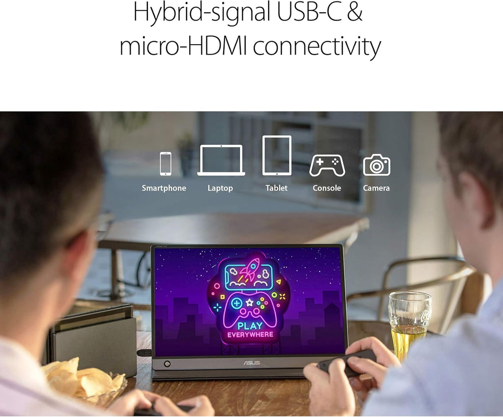 ASUS ZenScreen Touch Screen 15.6' 1080P Portable USB (MB16AMT) - Full HD (1920 x 1080), IPS, Anti-Glare, Built-in Battery, Speakers, Eye Care, USB Type-C, Micro HDMI, Smart Case, 3-Year Warranty