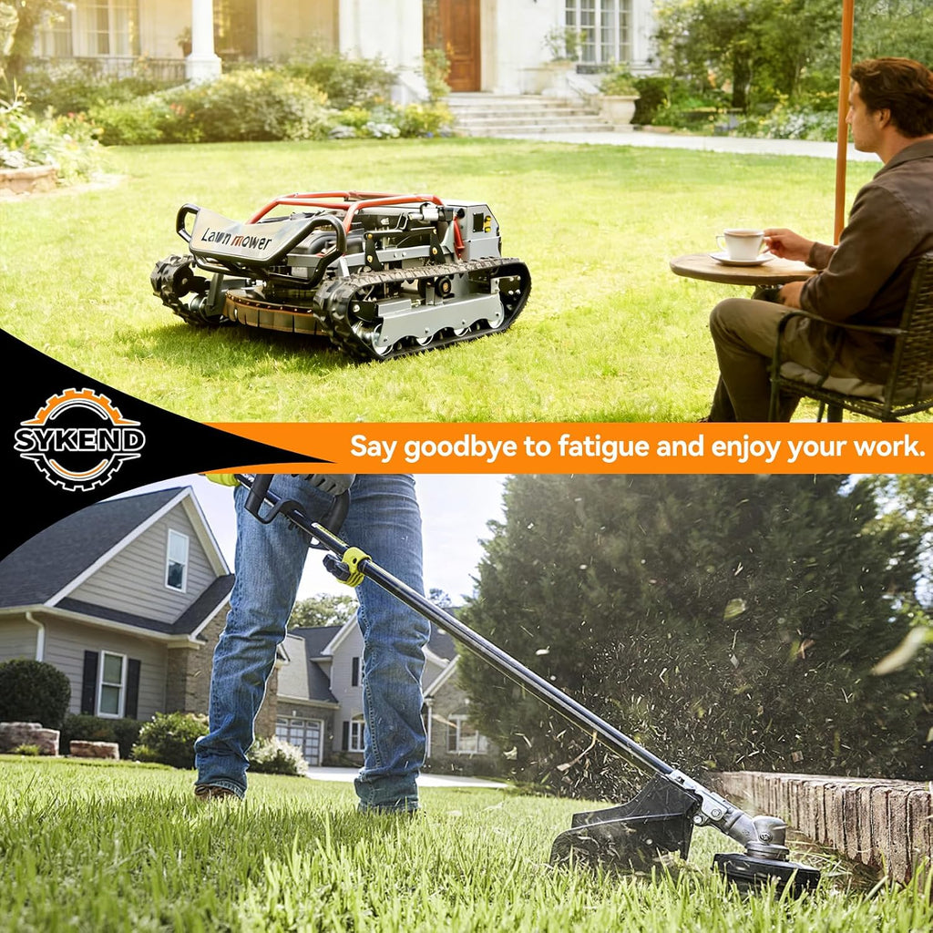 Remote-Controlled Robotic Lawnmower with a Powerful 22hp Brand Engine, Capable of Climbing Slopes up to 65°, and Featuring a High-Power 48v Brushless Motor Suitable for All Terrains