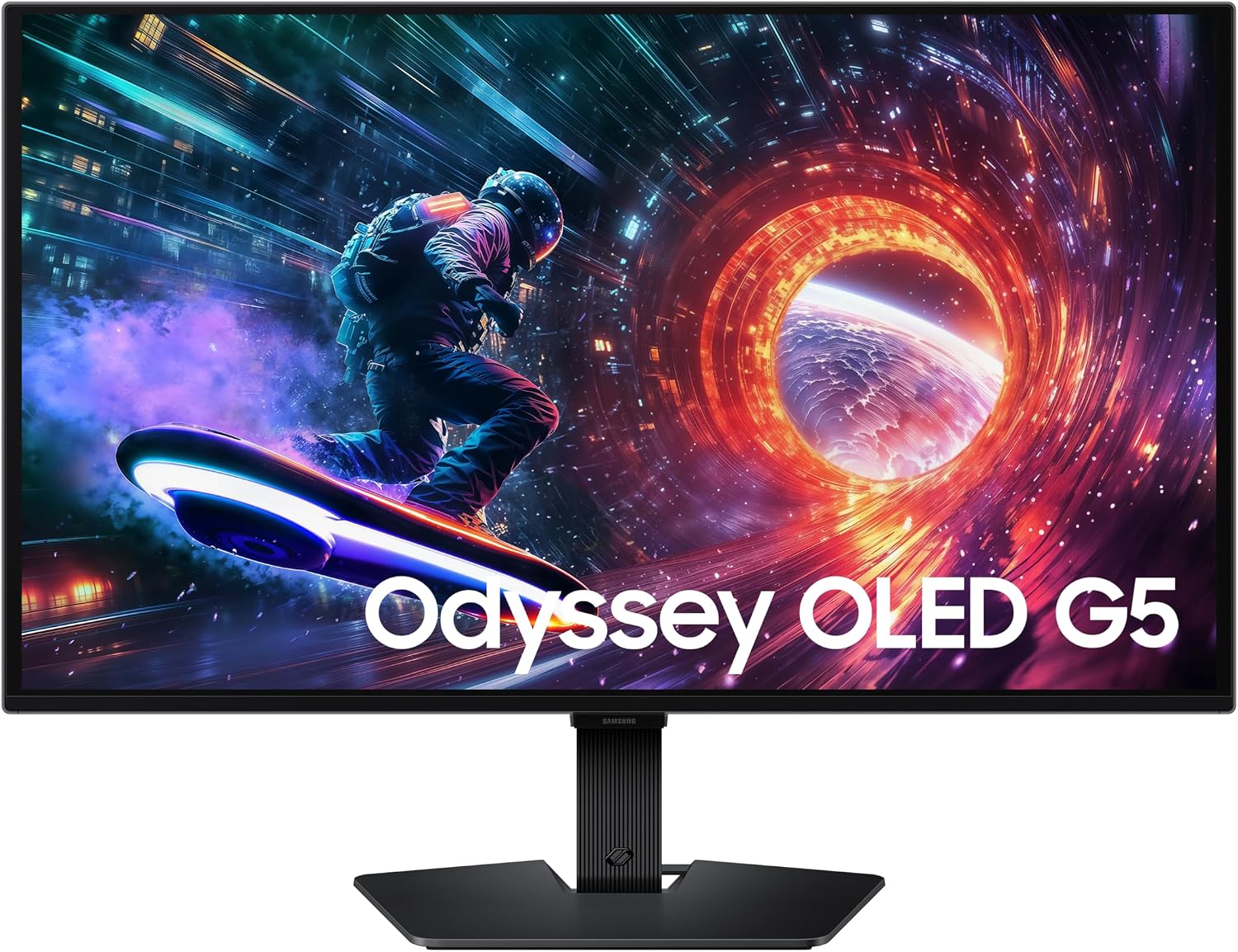 Samsung 27' Odyssey OLED G5 (G50SF) QHD & QD-OLED Gaming Monitor, 180Hz Refresh Rate, 0.03ms (GtG) Response Time, NVIDIA G-Sync Compatible, AMD FreeSync™, LS27FG500SNXZA