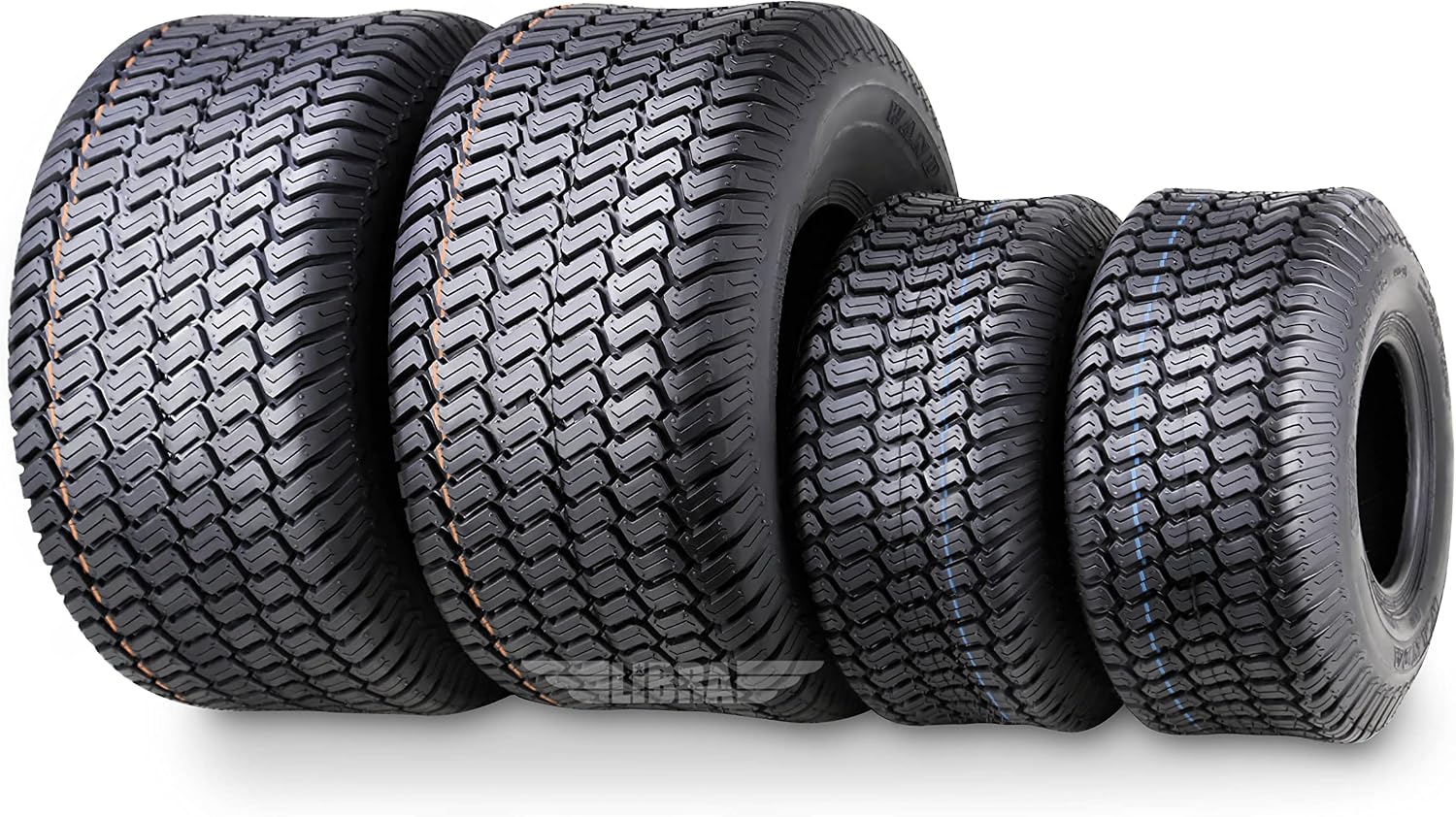 WANDA (Set 4) 15X6-6 & 20X8-8 Lawn Mower Tractor Cart Turf Tires 4 Ply-13016/13035