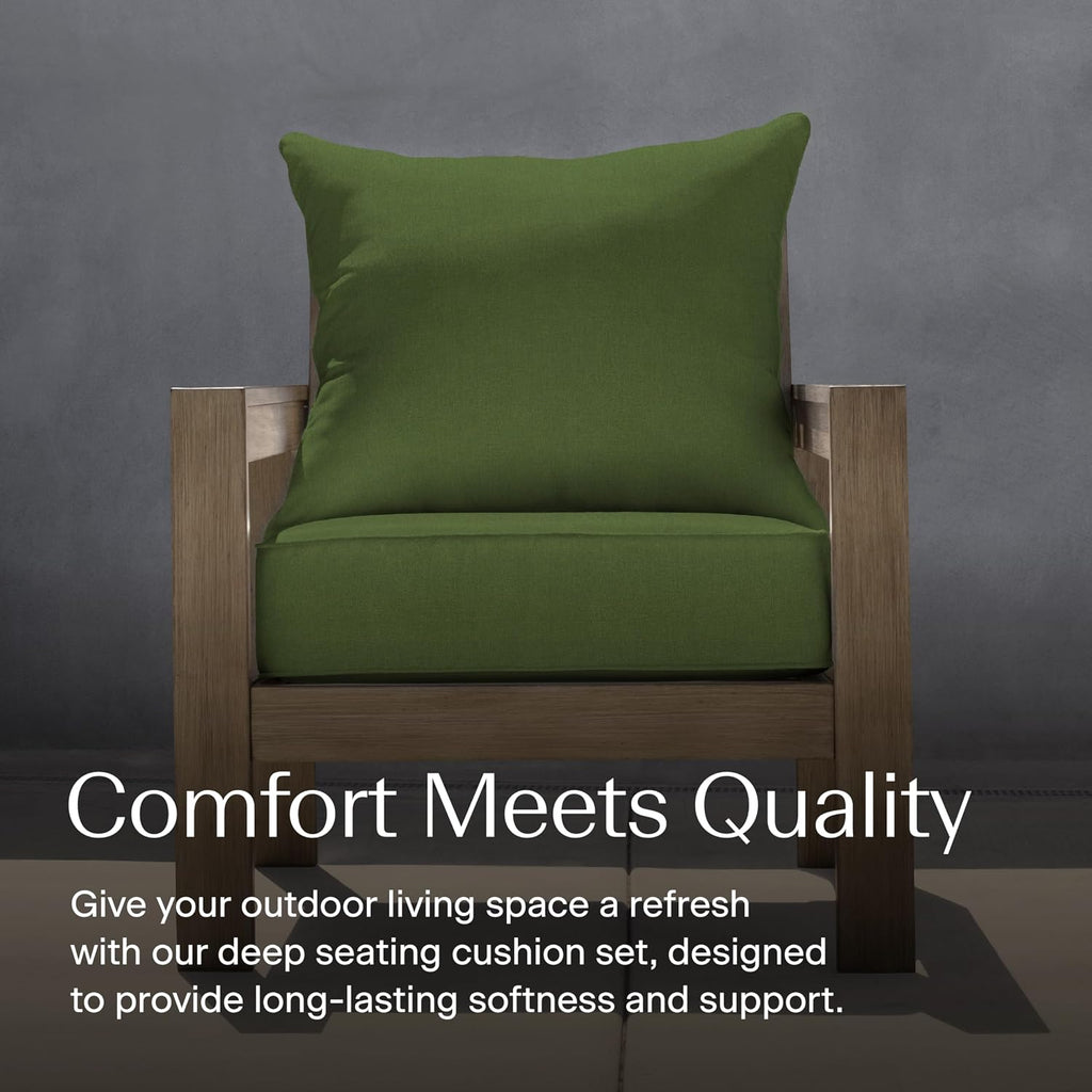 Honeycomb Outdoor Heritage Deep Seat, 24 x 23, Textured Solid Artichoke Green Chair Cushion with Removable Cover, for Patio Furniture