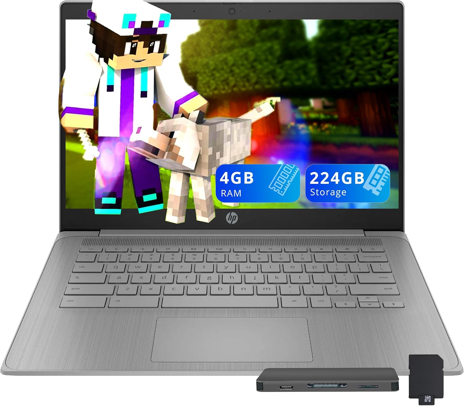 HP Chromebook 14' HD Laptop for Business & Students, Intel Celeron N4500, 4GB LPDDR4, 224GB Storage(64GB eMMC+160GB Docking Station), UHD Graphics, Long Battery Life, Webcam, Chrome OS, Modern Gray