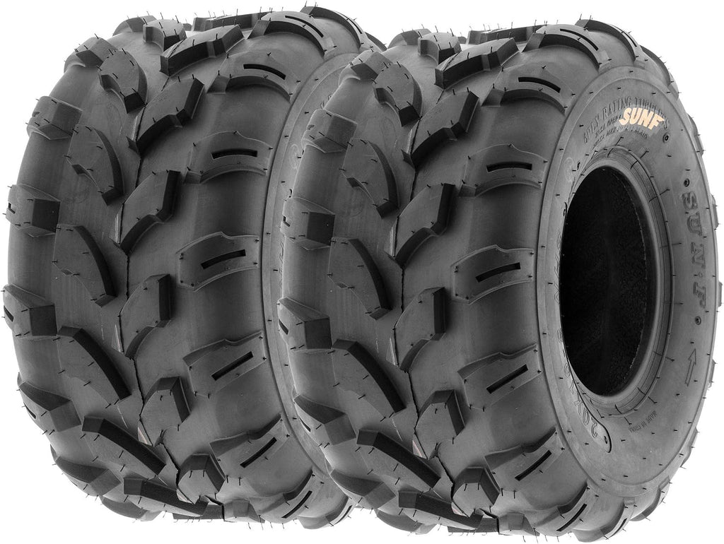 SunF Set of 2 ATV Tires 20x10.00-8, 20x10x8 Lawn Mower Off-Road Tires 6 Ply Directional Knobby Tread-A003