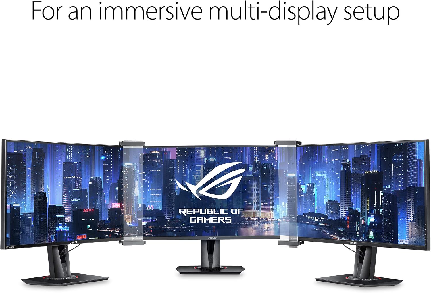 ASUS ABF01 ROG Bezel-Free Kit Universal Multi-Monitor Setup with Optical Micro-Structures Easy Assembly, Clear, (Set of 2)
