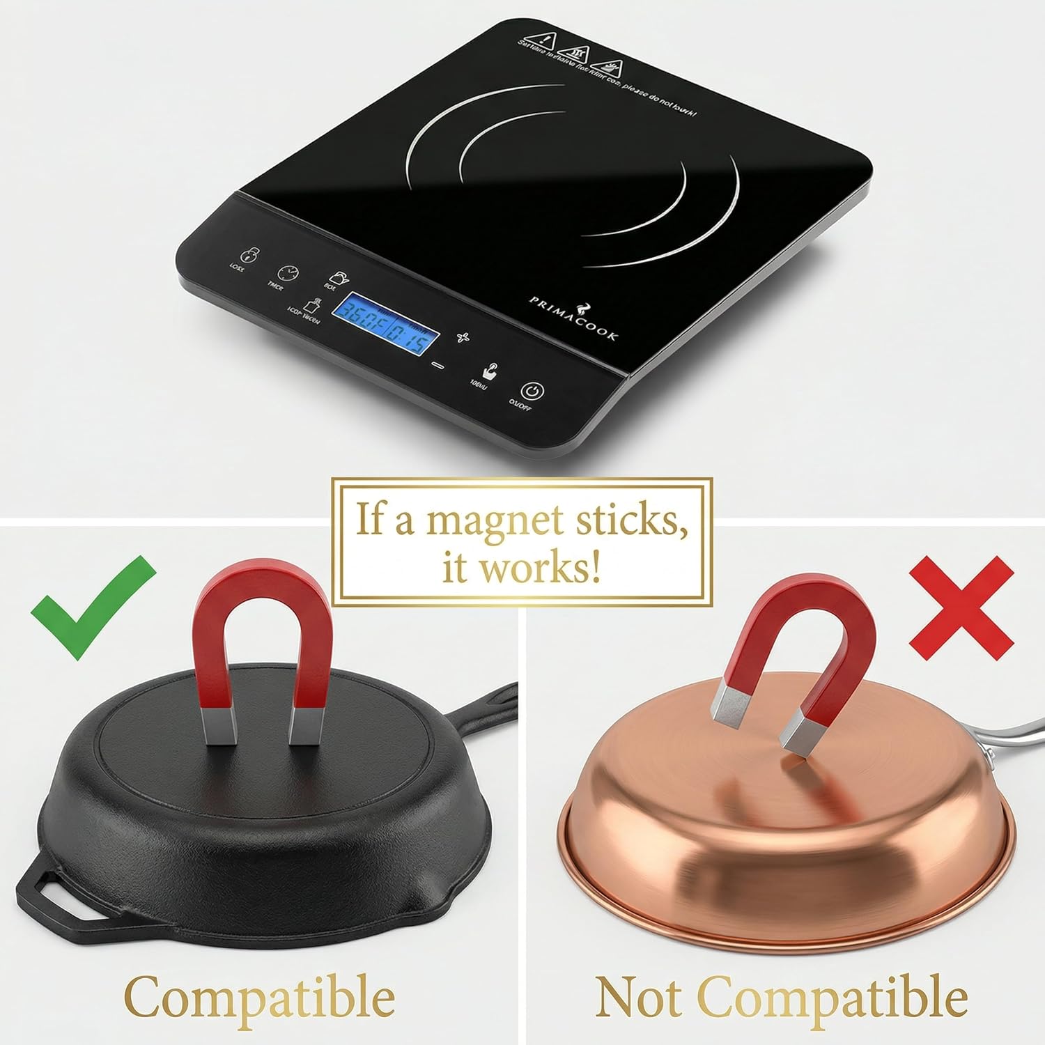 1800W Portable Induction Cooktop Burner – 20 Temperature Settings, 18 Power Levels, 10-Hour Timer – Countertop Electric Hot Plate for RV, Canning, Dorm, Kitchen – Child Safety Lock (Black)