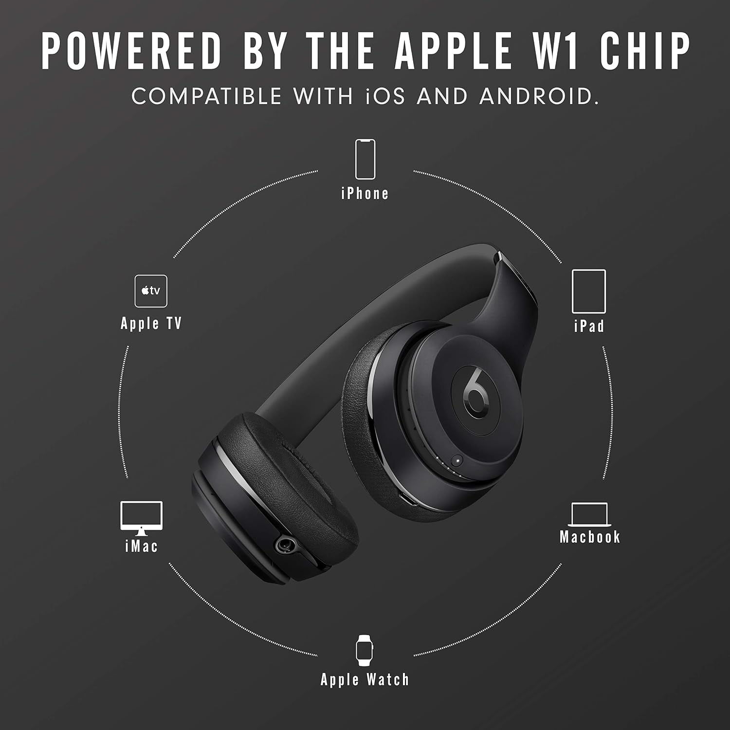 Beats Solo3 Wireless On-Ear Headphones - Apple W1 Headphone Chip, Class 1 Bluetooth, 40 Hours of Listening Time, Built-in Microphone - Black