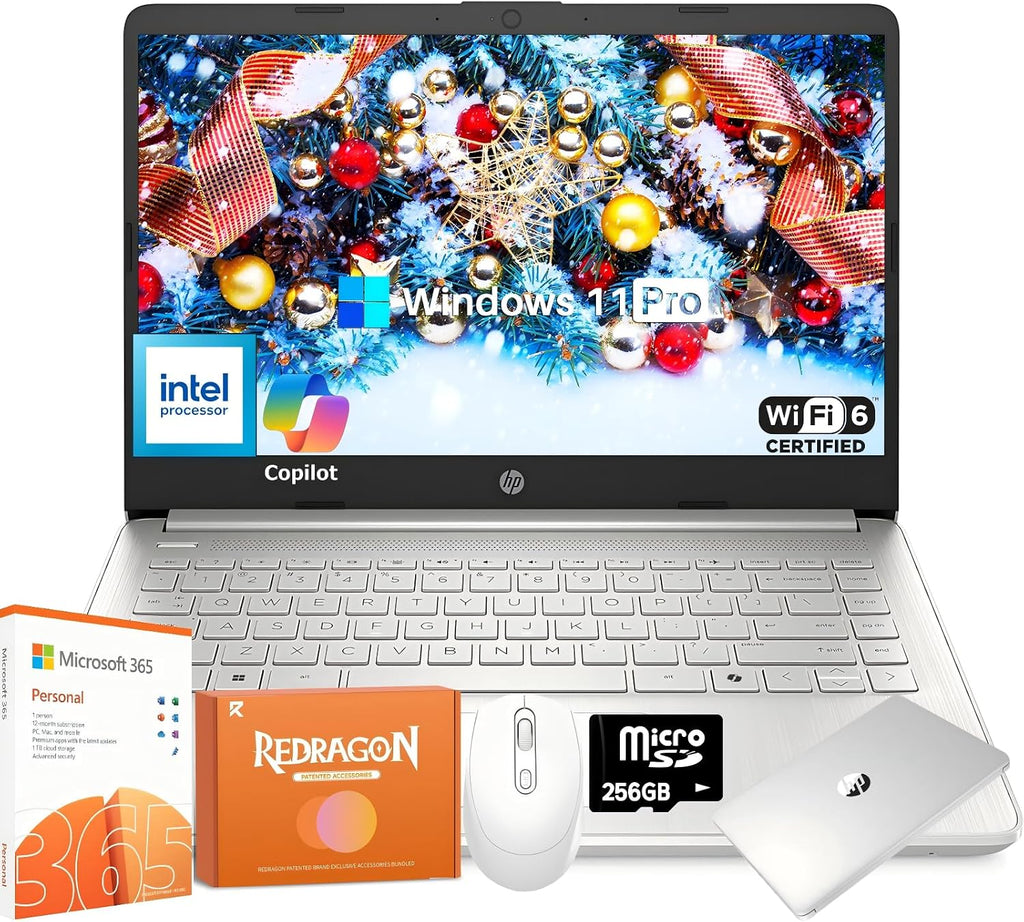 HP 2025 14' Laptop Computer for Business & Student, Intel Processor N150, 16 GB RAM, 384 GB Storage(128GB UFS+256GB MSD), AI Copilot, Wi-Fi 6, Windows 11 Pro, Thin & Light, Up to 11-Hour Battery Life