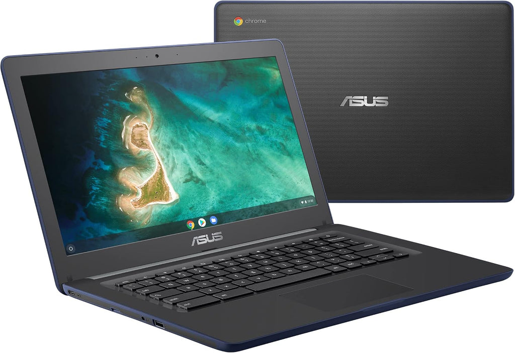 ASUS Chromebook C403 Rugged & Spill Resistant Laptop, 14.0' HD, Intel Celeron N3350 Processor, 4GB RAM, 32GB eMMC 810G Durability, Dark Blue, Chrome OS, C403NA-WS42-BL (Renewed)
