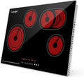 30″ Built-In Electric Ceramic Cooktop, 7400W 4 Burners, Dual Ring Heating, Easy Touch Control, Works with All Cookware