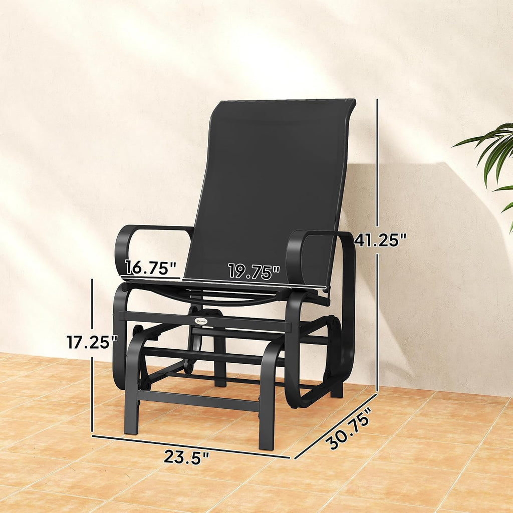 Outsunny Outdoor Glider Chair Set of 2, Gliders for Outside Patio with Smooth Rocking Mechanism and Lightweight Construction for Backyard, Black
