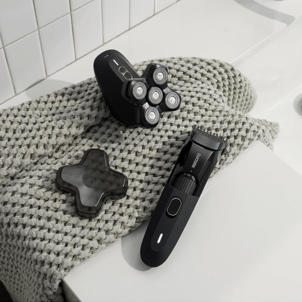 MANSCAPED® The Beard & Dome Bundle Includes: The Beard Hedger® Premium Trimmer, Adjustable Blade Length & The Dome Shaver™ PRO Head Shaver for Bald Men with SkinSafe® & FlexAdjust Technology