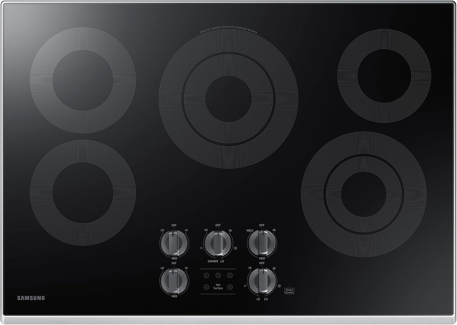 SAMSUNG 30' Built In Smart Electric Cooktop with 5 Elements, Stainless Steel, NZ30K6330RS/AA