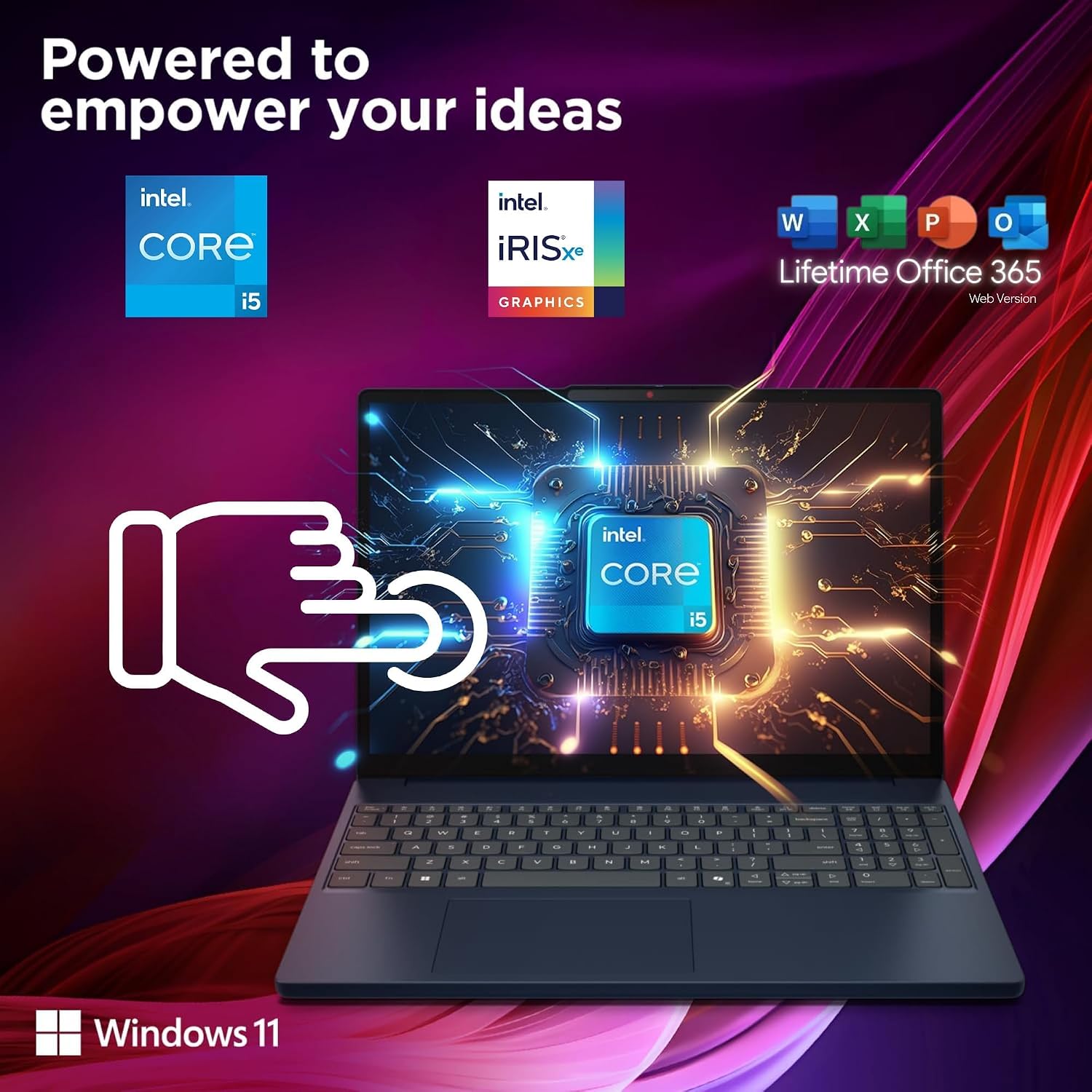Lenovo IdeaPad 15.6' FHD Touchscreen Business Laptop with Lifetime Web Office 365 - Intel 13th 10-Core i5 (Outperforms i7-1255U) - 16GB RAM, 1TB SSD - WiFi 6, 10HR Battery, 720p Camera