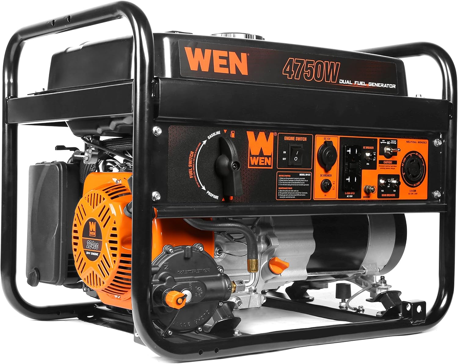 WEN 4,750-Watt 120V/240V Dual Fuel Portable Generator (DF472)