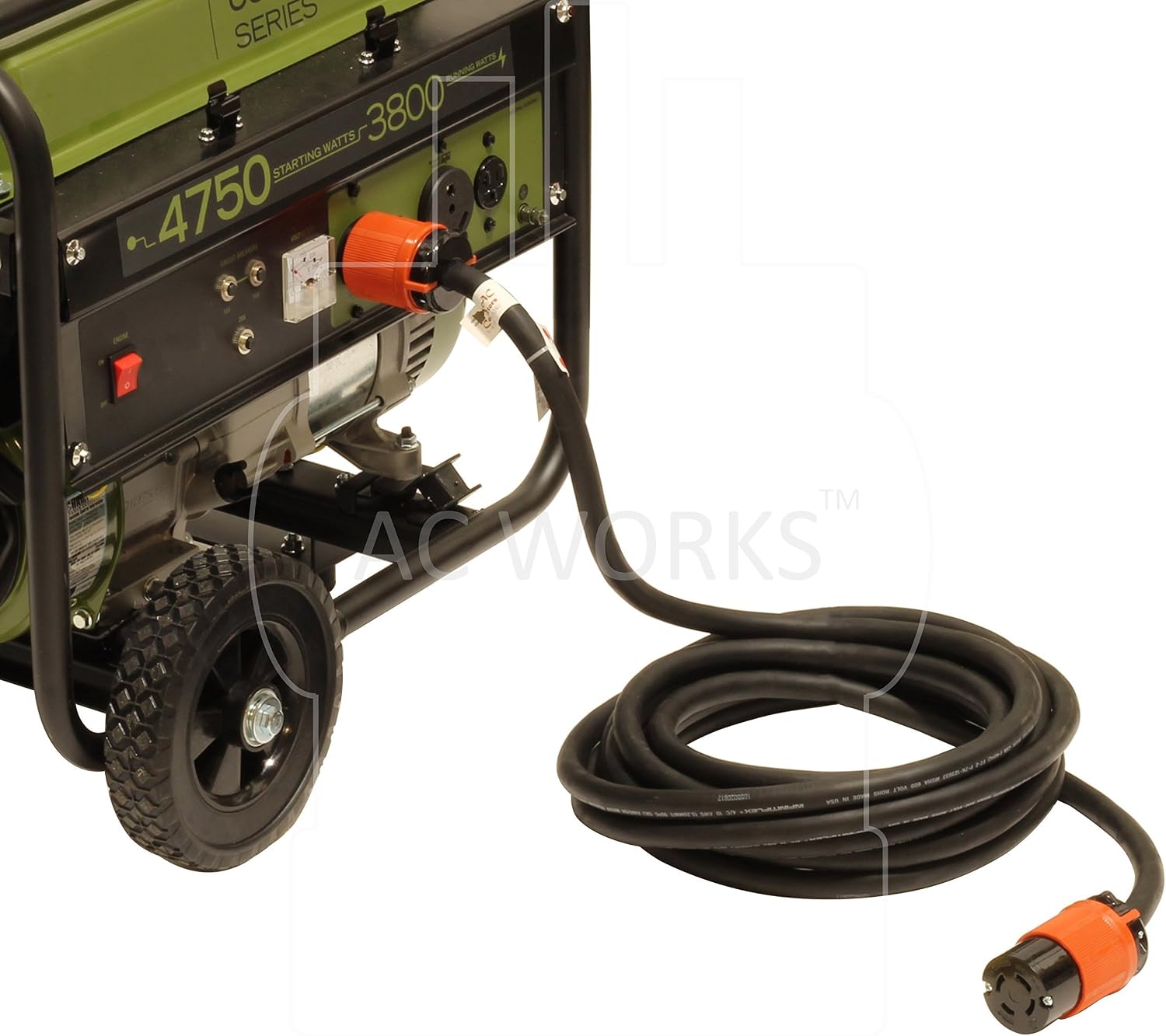 AC WORKS [L530PR] SOOW 10/3 3-Prong NEMA L5-30 30Amp 125Volt Generator Rubber Locking Extension Cord (100FT)