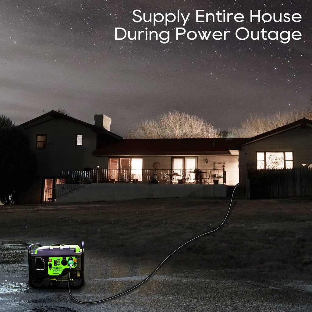 RVGUARD 3 Prong 30 Amp 75 Foot Generator Extension Cord, NEMA L5-30P/L5-30R 125V 10 Gauge SJTW Generator Power Cord with Cord Organizer, ETL Listed