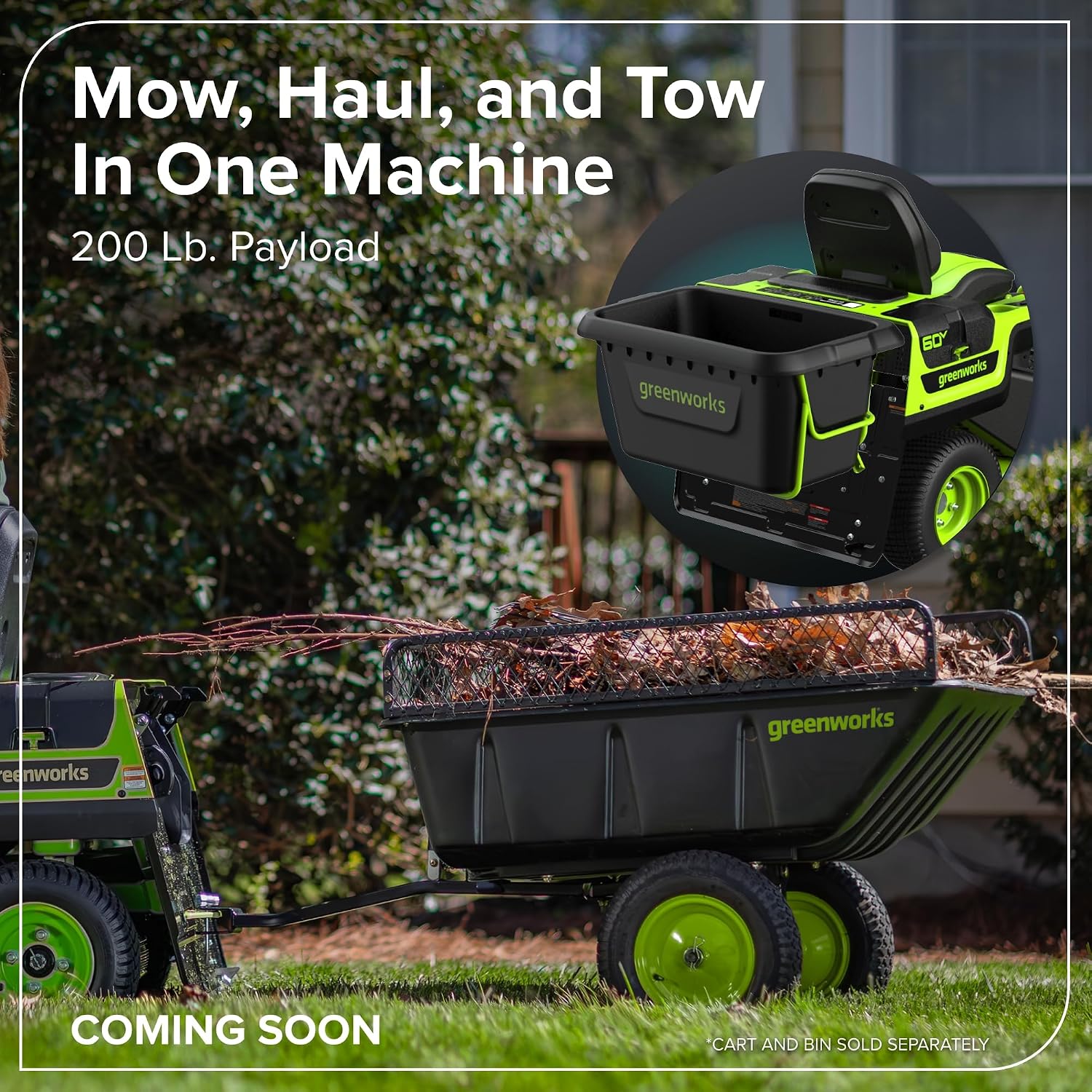 Greenworks 80V 30' Cordless Riding Lawn Tractor, (4) 6.0Ah Batteries and 600W Charger