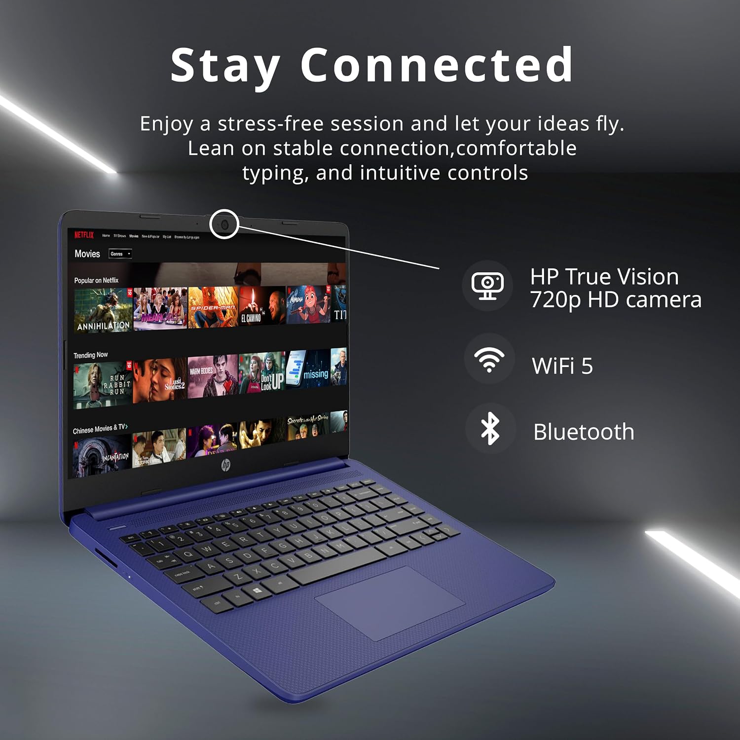 HP Stream 14″ HD Laptop for Students & Business, Intel Celeron Processor, 8GB RAM, 224GB Storage (64GB eMMC + 160GB Docking Station Set), UHD Graphics, 1 Year Office 365, 720p Webcam, Win 11, Blue